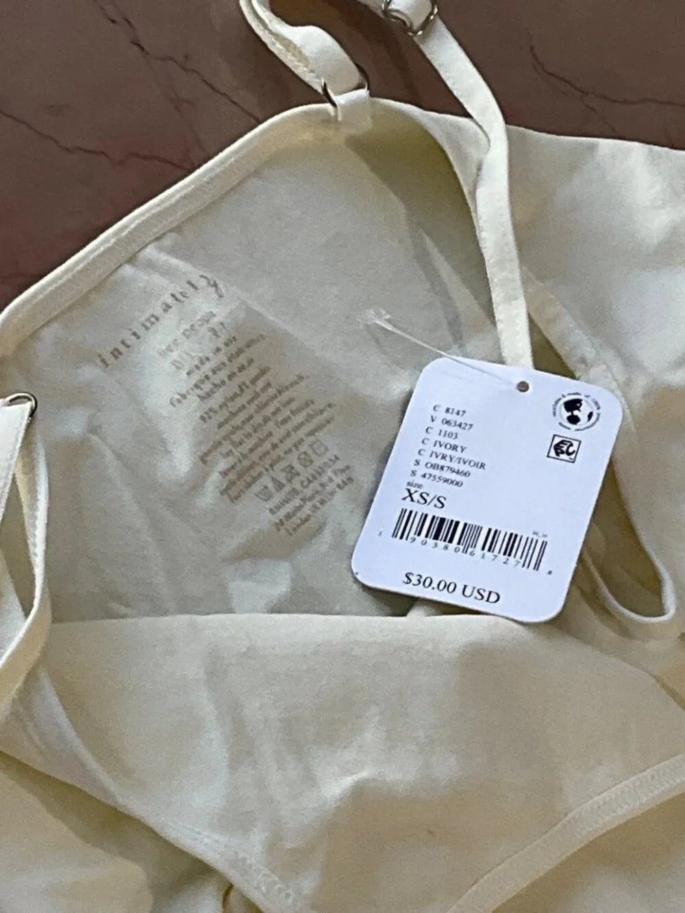 Free People Seamless Mini Slip in Ivory X-Small/Small New Womens Stretchy